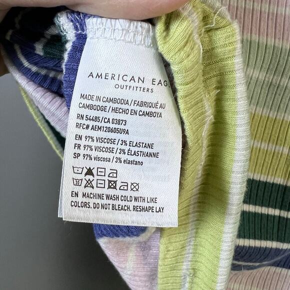 American Eagle Retro Style Baby Doll Striped Fitted Tee T Shirt Size S - Picture 4 of 4